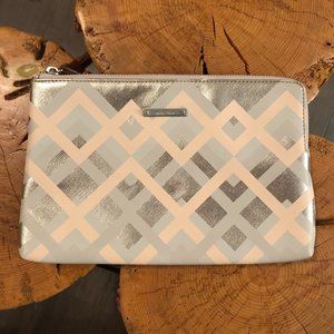 Stella & Dot Capri pouch; gold, grey and blush geometric clutch